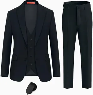 Plavict Boys Formal Suit Slim Fit for Boys Wedding Ring Bearer Outfit with Adjustable Waist