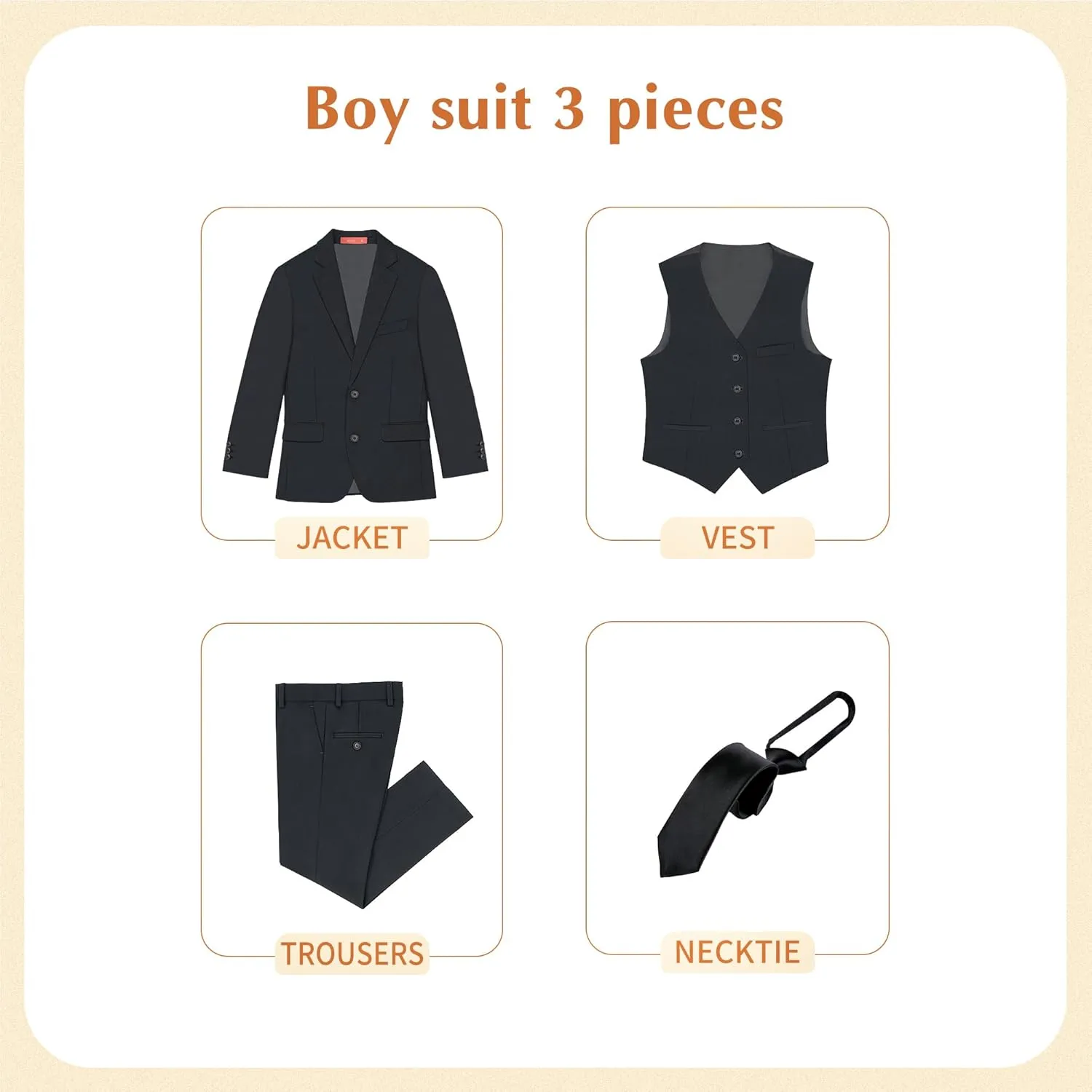 Plavict Boys Formal Suit Slim Fit for Boys Wedding Ring Bearer Outfit with Adjustable Waist