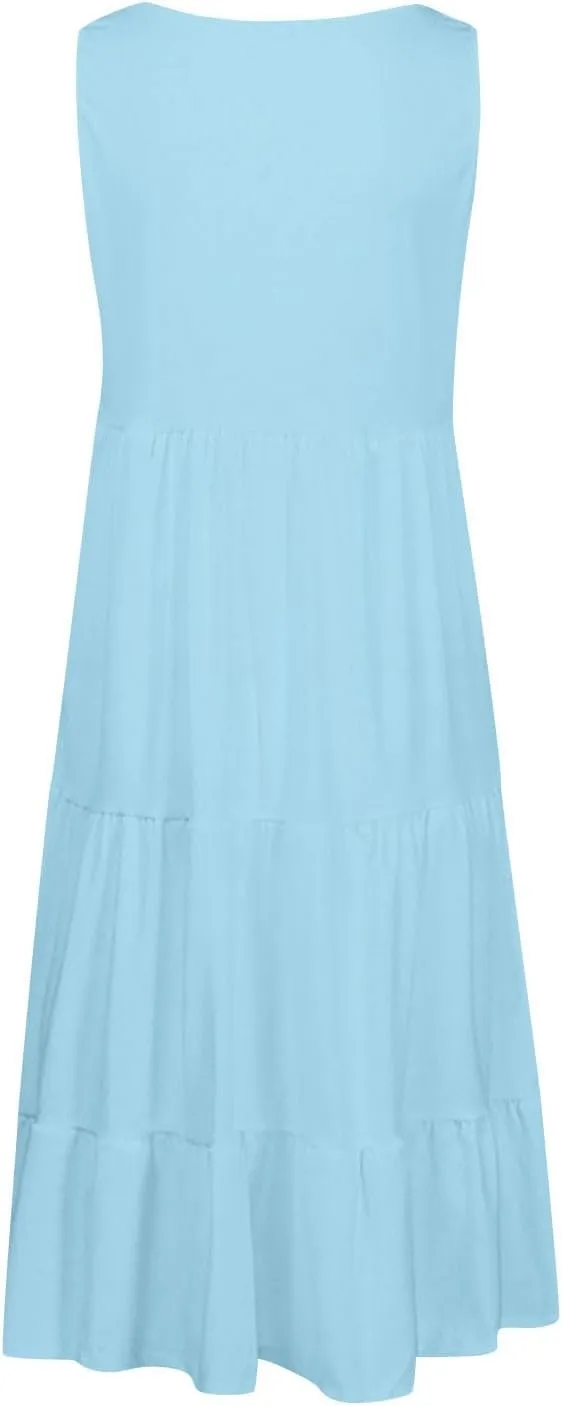 Plus Size Dresses for Curvy Women Fashion Pleated A Line 2025 Summer Dress Casual Beach Vacation Midi Sundress