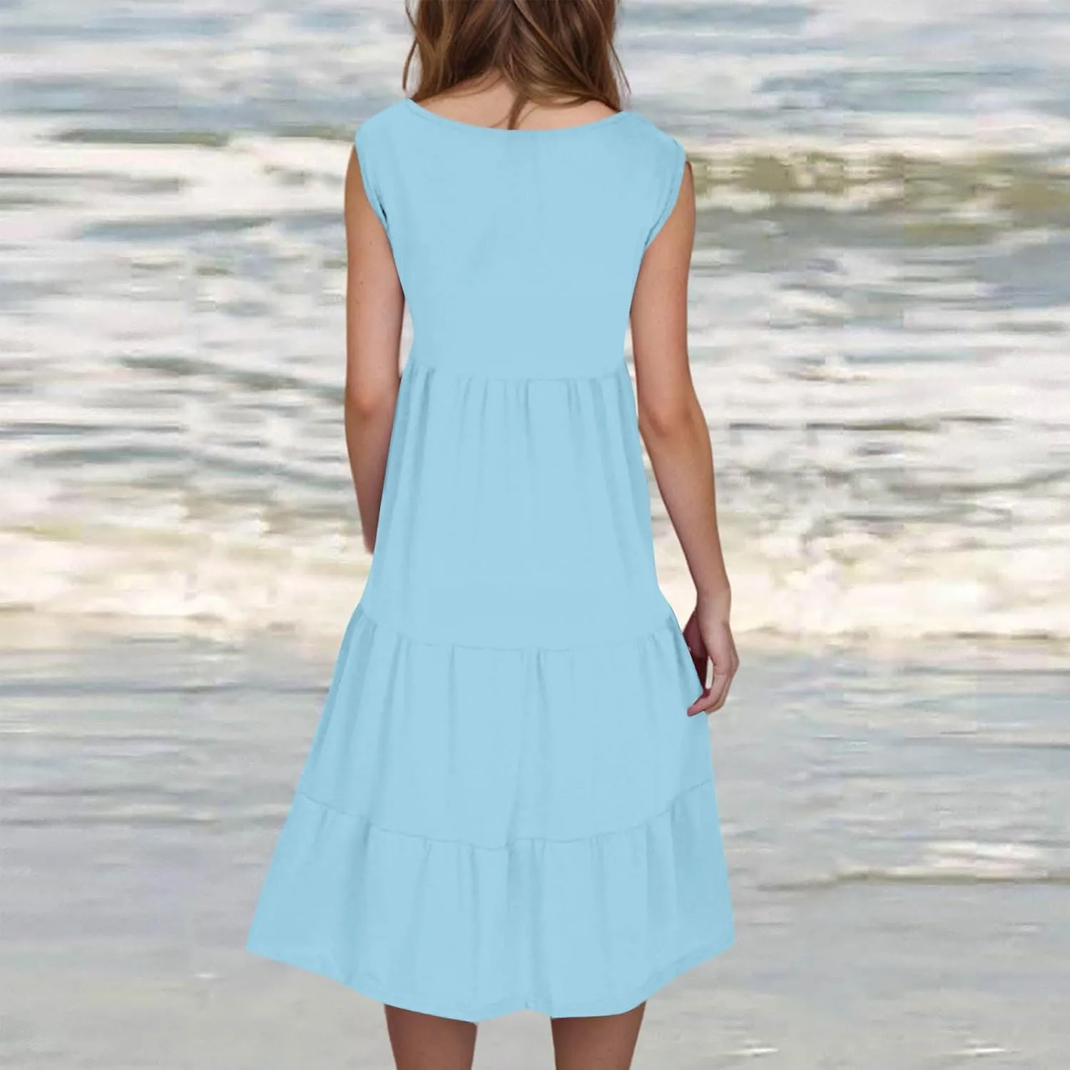 Plus Size Dresses for Curvy Women Fashion Pleated A Line 2025 Summer Dress Casual Beach Vacation Midi Sundress
