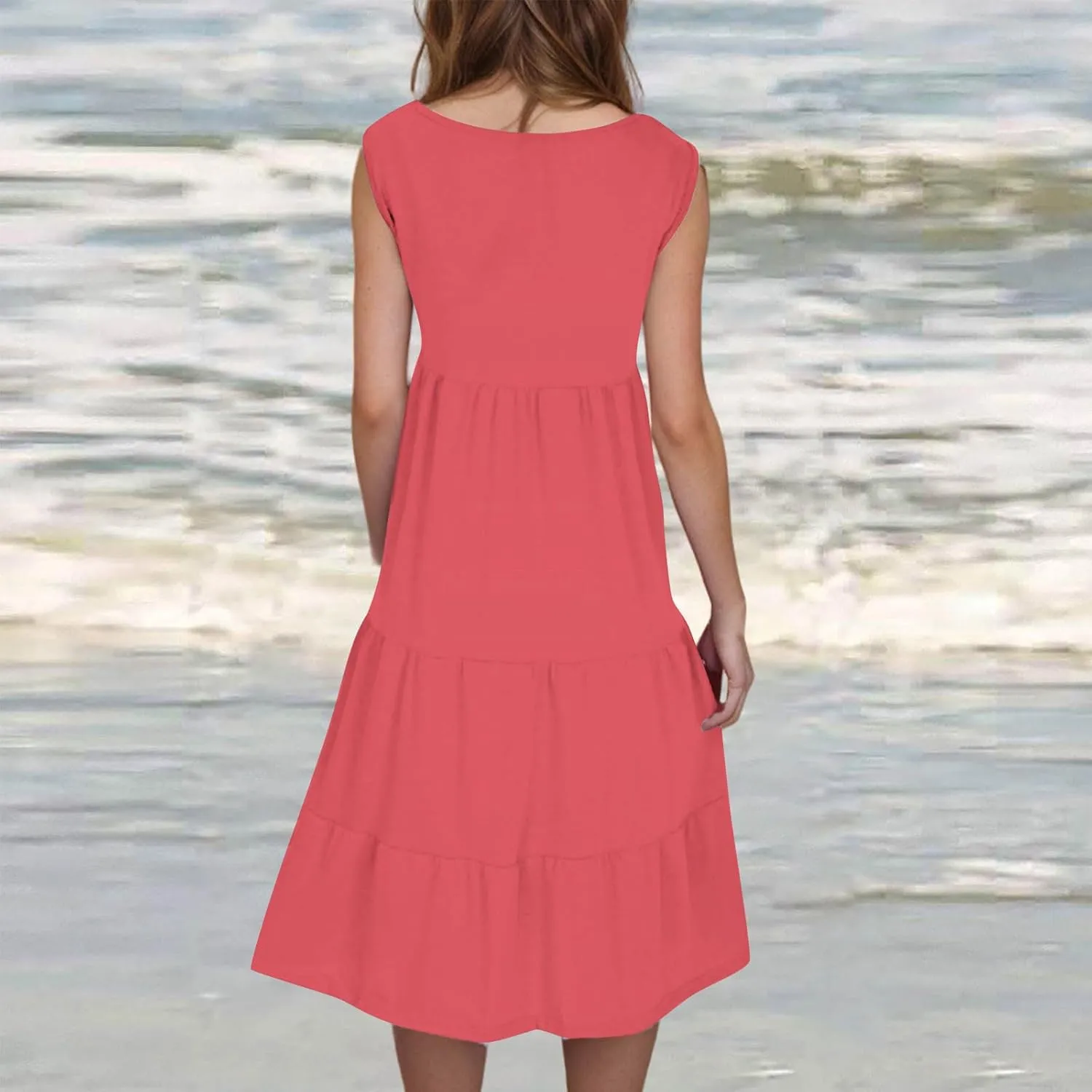 Plus Size Dresses for Curvy Women Fashion Pleated A Line 2025 Summer Dress Casual Beach Vacation Midi Sundress