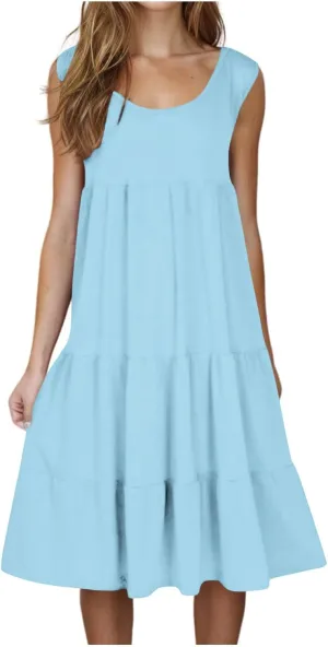 Plus Size Dresses for Curvy Women Fashion Pleated A Line 2025 Summer Dress Casual Beach Vacation Midi Sundress