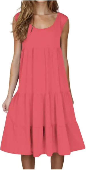 Plus Size Dresses for Curvy Women Fashion Pleated A Line 2025 Summer Dress Casual Beach Vacation Midi Sundress
