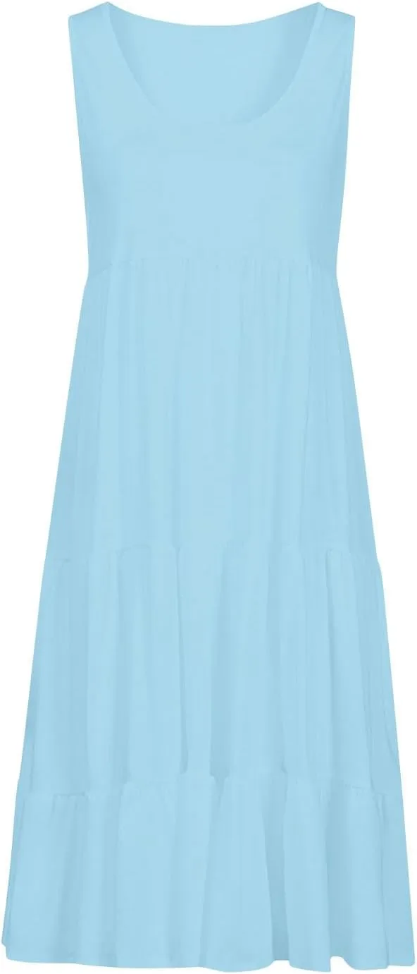 Plus Size Dresses for Curvy Women Fashion Pleated A Line 2025 Summer Dress Casual Beach Vacation Midi Sundress