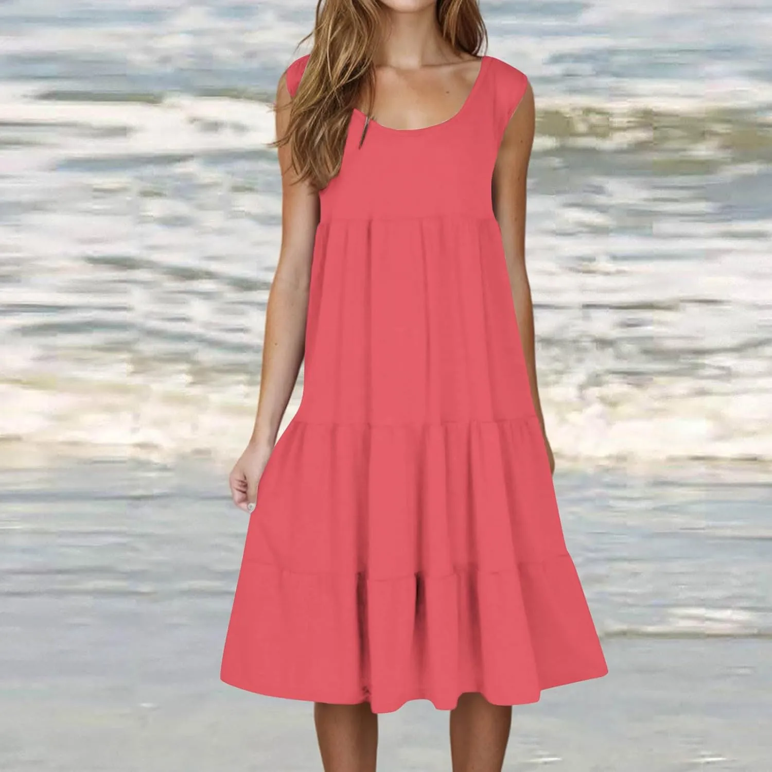 Plus Size Dresses for Curvy Women Fashion Pleated A Line 2025 Summer Dress Casual Beach Vacation Midi Sundress