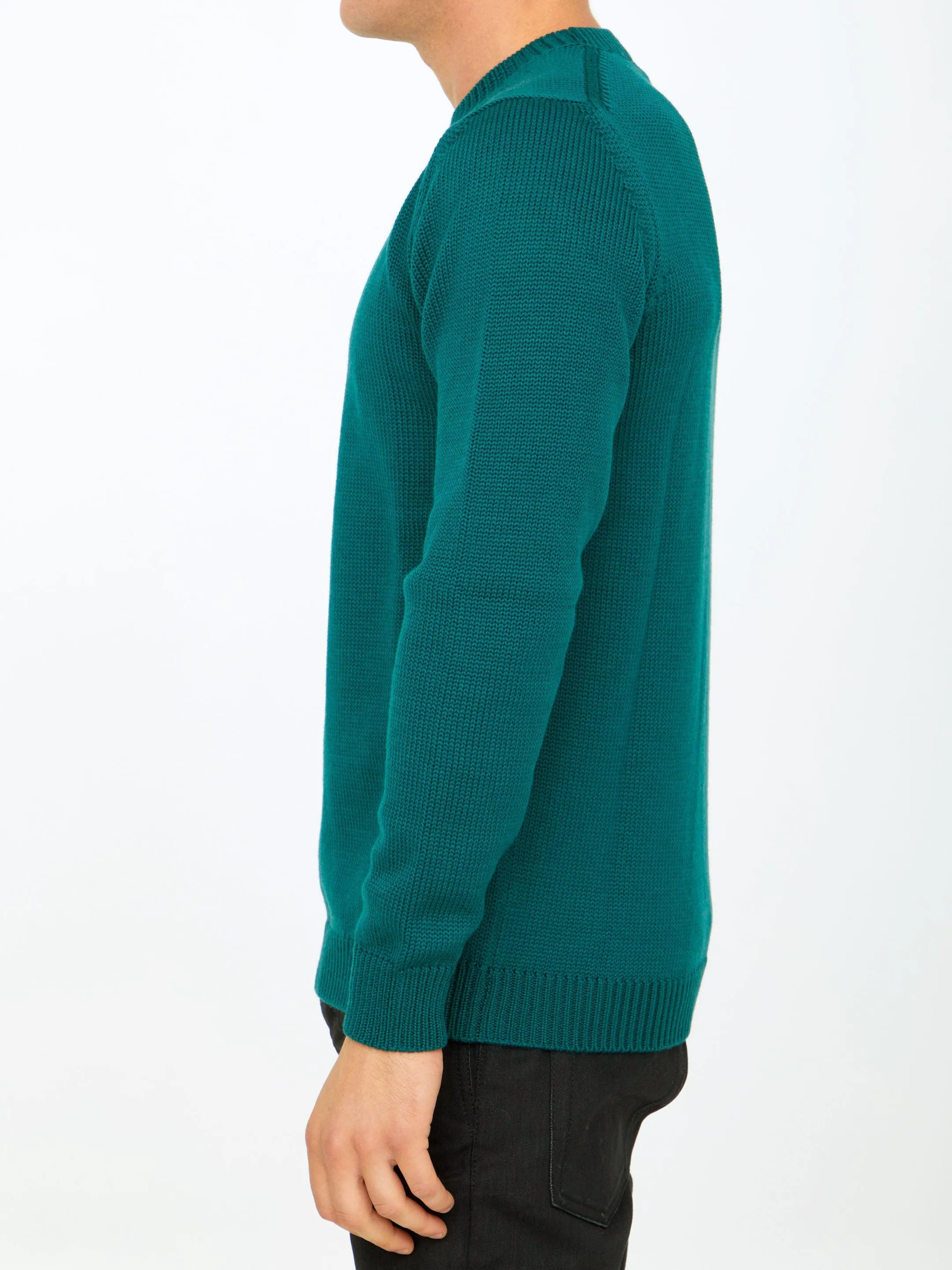 Roberto Collina Green Merino Wool Sweater