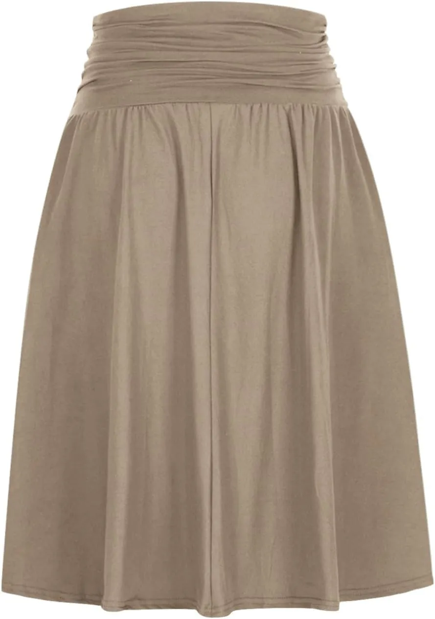 Summer Skirts for Women Regular and Plus Size Skirt with Pockets The Knee Length Ruched Flowy Midi Skirt
