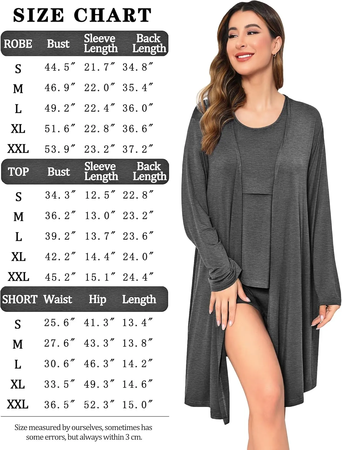 SWOMOG Maternity Nursing Robe Set 3 PCS Postpartum Pajamas Women Breastfeeding Pregnancy Hospital Labor Delivery Pjs
