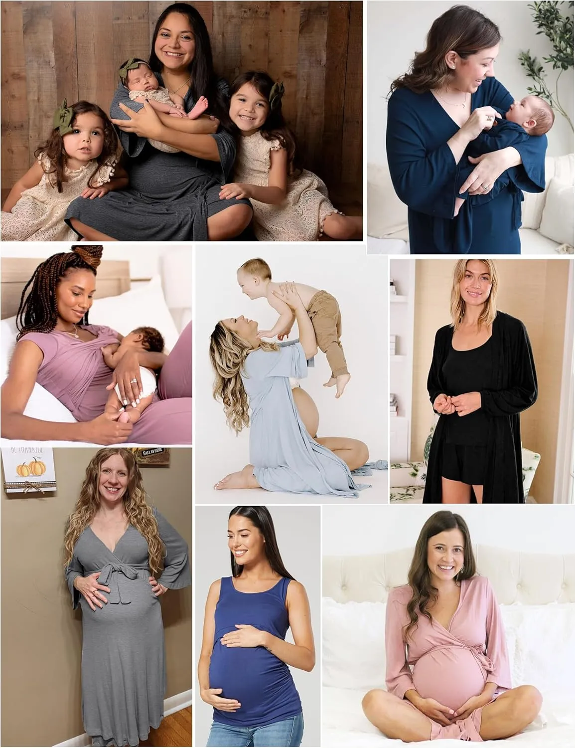 SWOMOG Maternity Nursing Robe Set 3 PCS Postpartum Pajamas Women Breastfeeding Pregnancy Hospital Labor Delivery Pjs