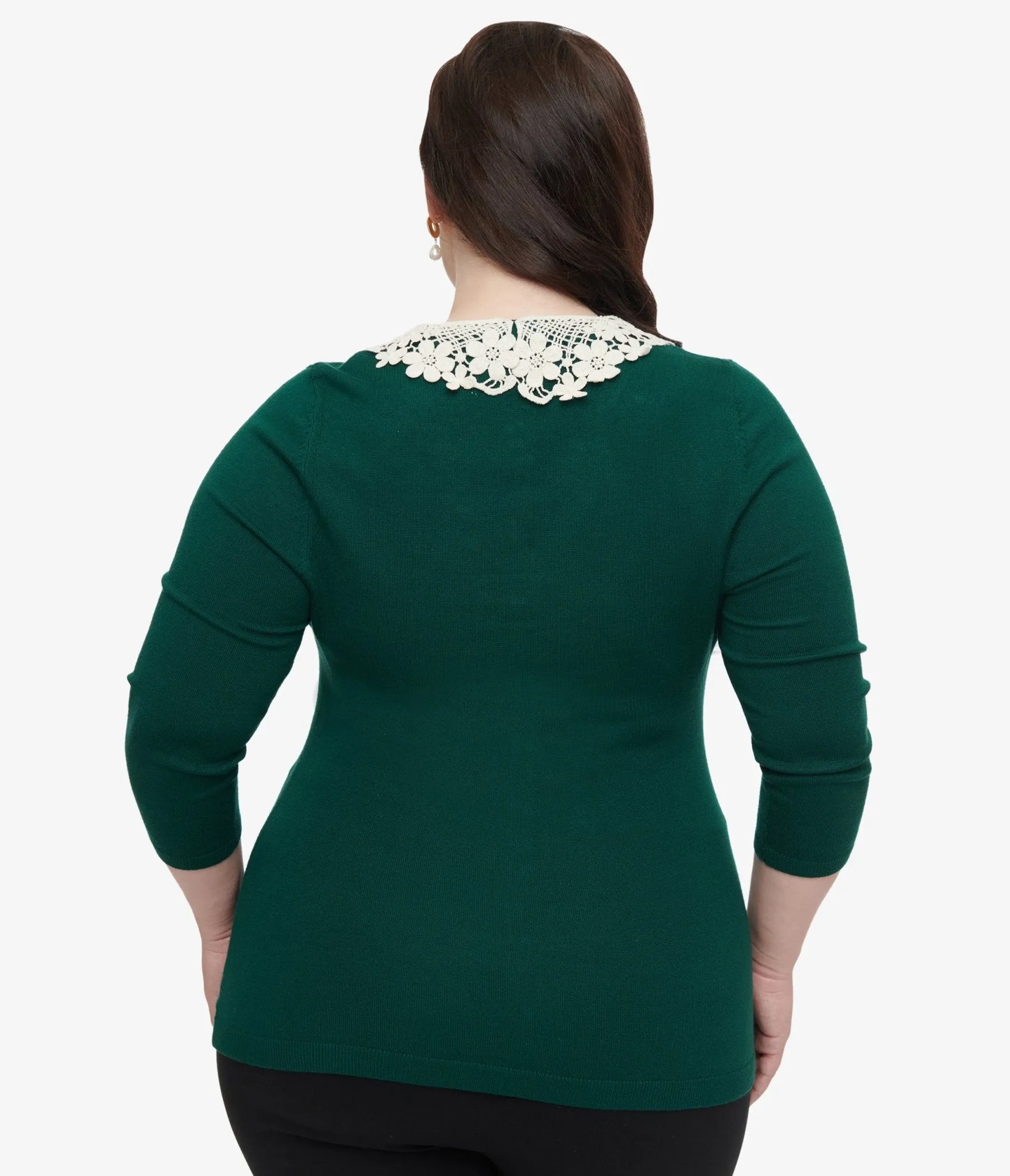 The Golden Girls x Unique Vintage Plus Size Green & White Lace Sophia Bookworm Cardigan
