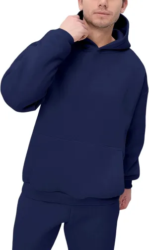 TUVEKE Navy Blue Sweat Suits For Men Set 2 Piece Hoodie Jogger Track Suit Long Sleeve Tracksuit Running Jogging Sports Sweatsuits Hoodie and Pants 2XL