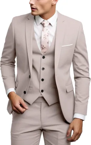 UNINUKOO Men Suits Slim Fit Dress 3 Piece 2 Button Wedding Formal Business Tuxedo Suit Jacket Pants Vest Set