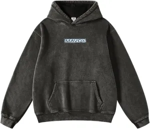 UNISEX Pullover Oversized Acid Wash Hoodie Heavyweight Athletic Vintage Sweatshirt Streetwear with Towel embroidery