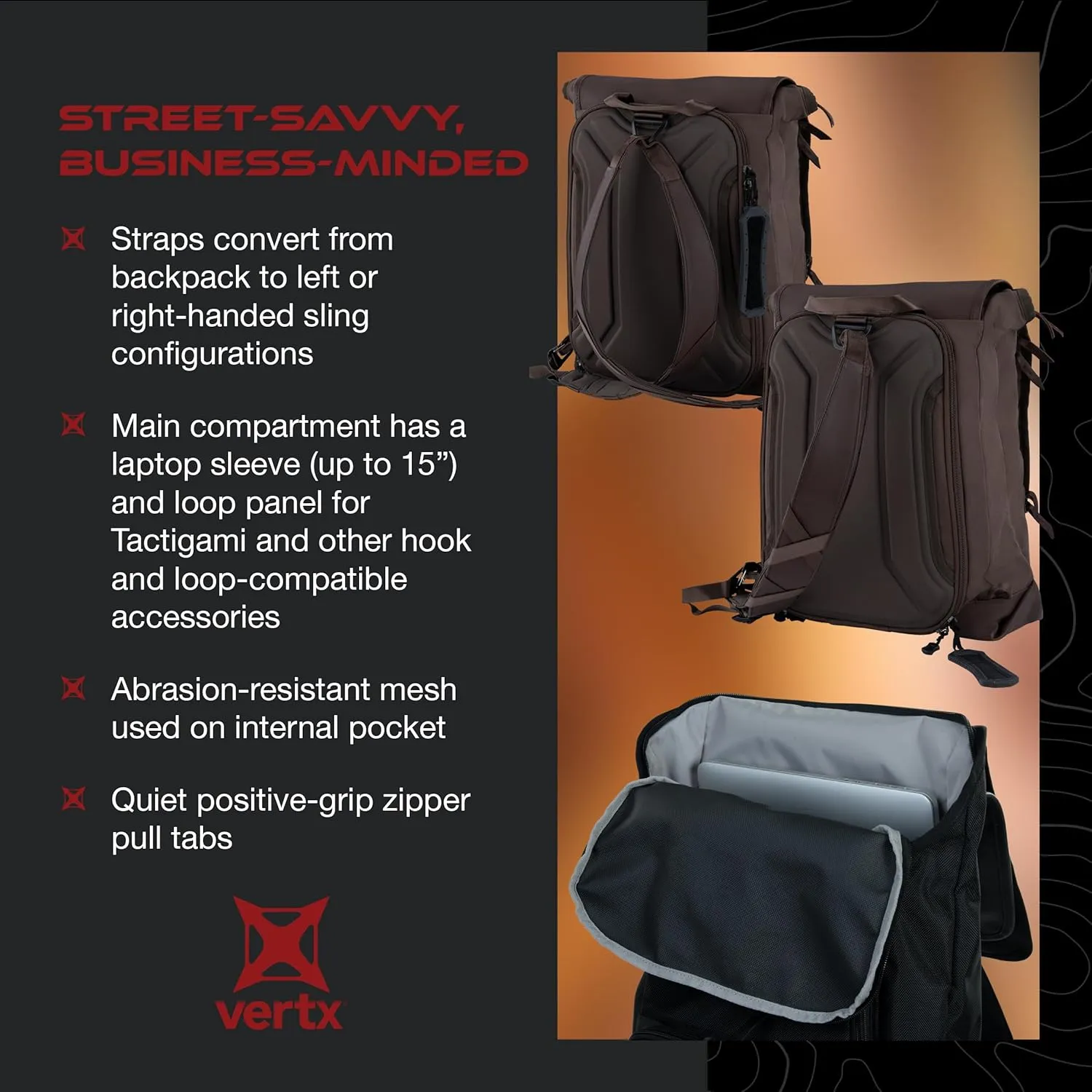 Vertx Kesher Pack Tactical Backpack 16L Medium Molle Laptop Rucksack for Travel, Work, Outdoor, Concealed Carry, Utility Tactical Gear Bag, Grizzly Shade