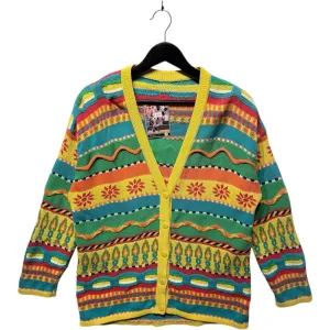 Vintage 3D Patterned Textured Knit Cardigan Sweater