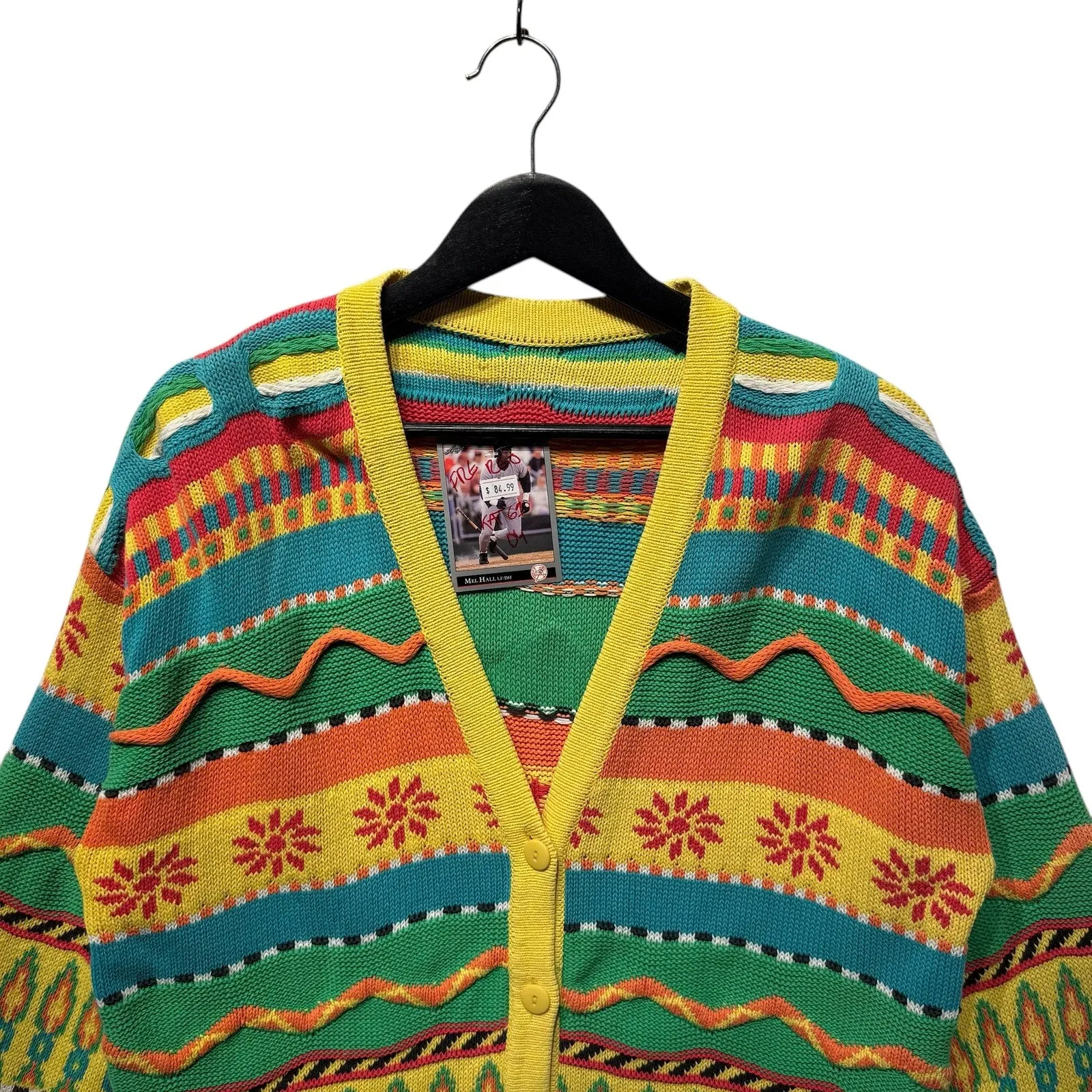 Vintage 3D Patterned Textured Knit Cardigan Sweater