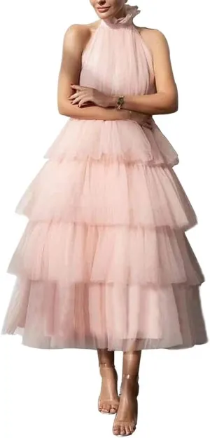 WDBFY Women's Tiered Tulle Prom Dresses Halter Homecoming Dress Evening Party Gowns