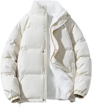 Winter Jacket Women Zipped Thick Warm Streetwear Lined Fleece Cotton Padded Parka Fluffy Coat Loose Plush