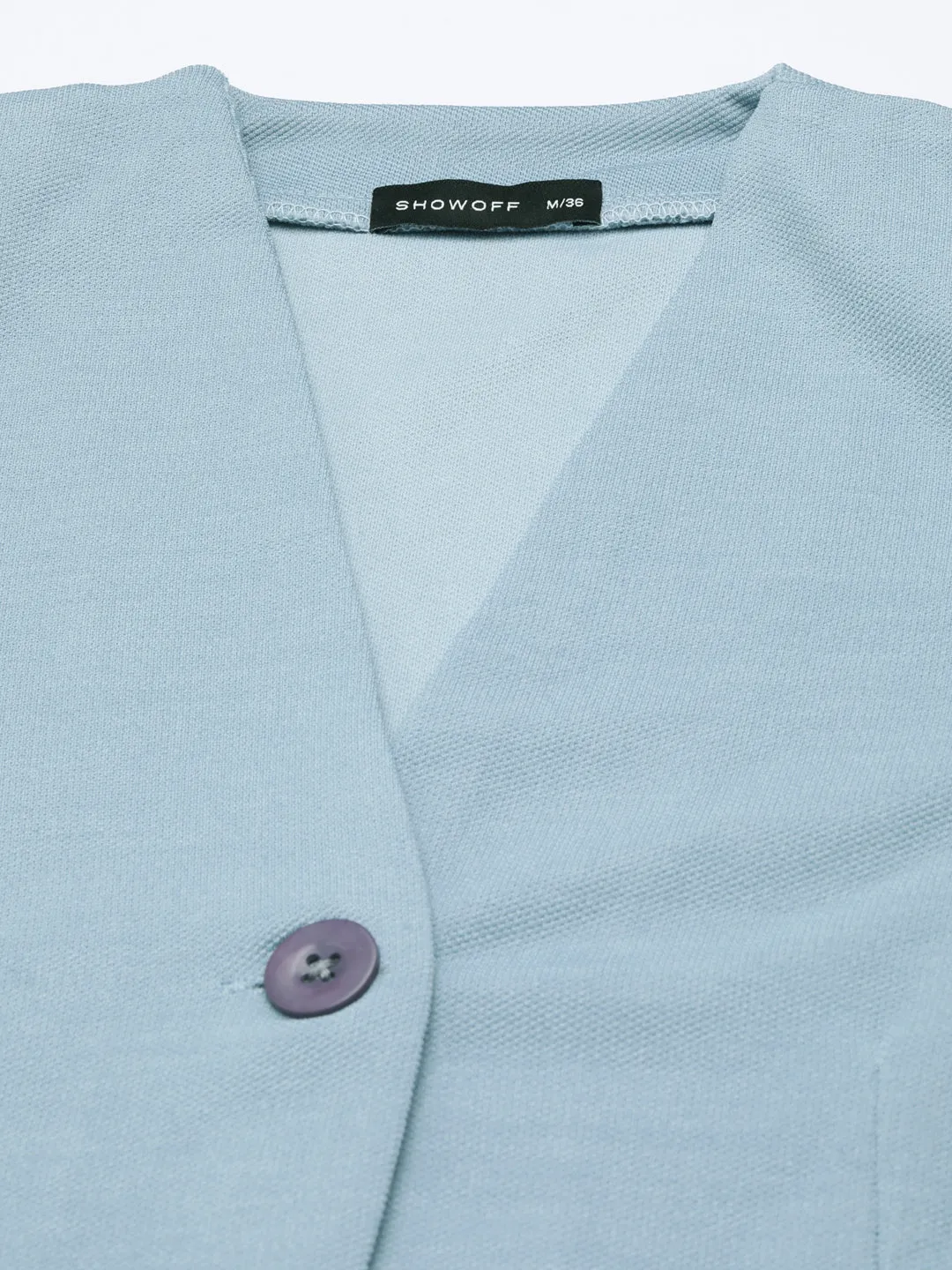 Women Blue Solid Blazer