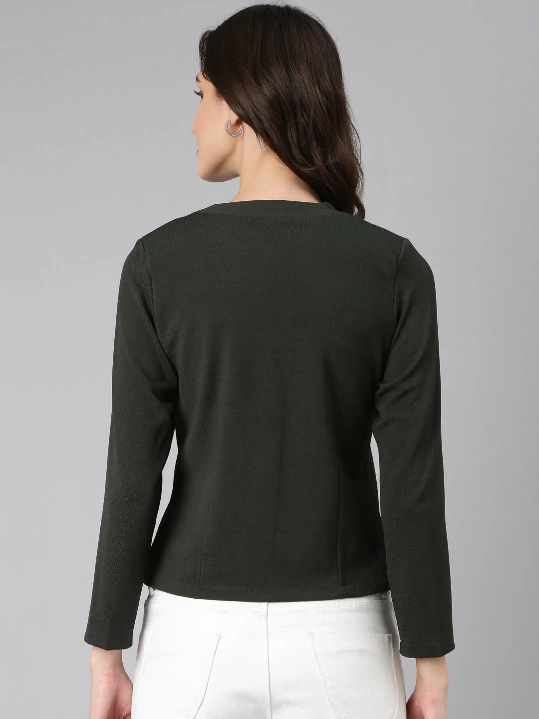 Women Olive Solid Blazer