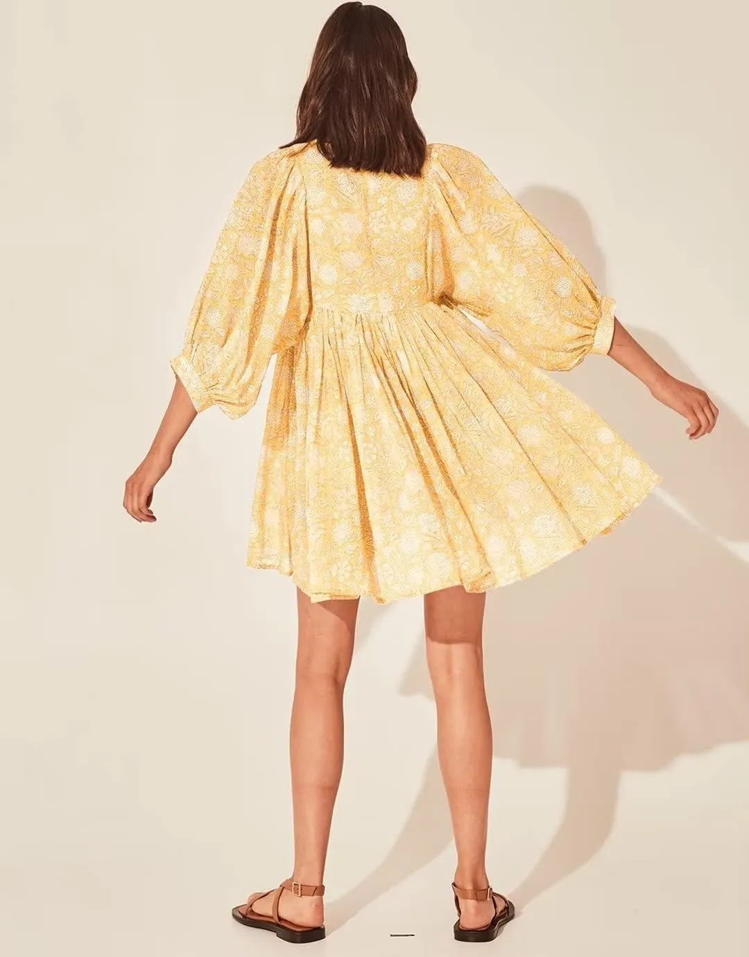 Women Summer Bohemian Floral Shirt Dress Cover Up Beach Dress Half Sleeve Mini Dress