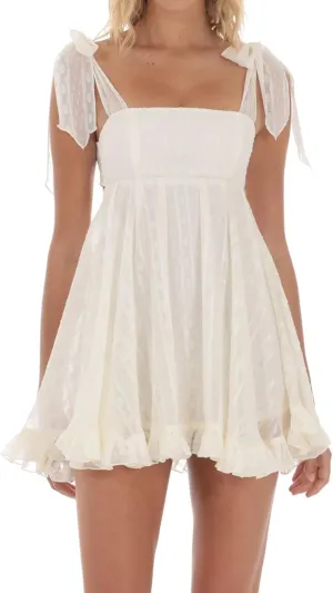 Women Y2k Tulle Mini Dress Sleeveless Floral Embroidered Fairy Lace Bow Tie Sundress A-line Babydoll Dress