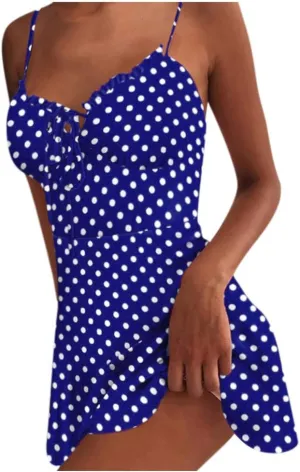 Women's Floral Print A Line Cami Dress Romper Spaghetti Strap Smocked Jumpsuit Tie Front Holiday Short Midi Dresses