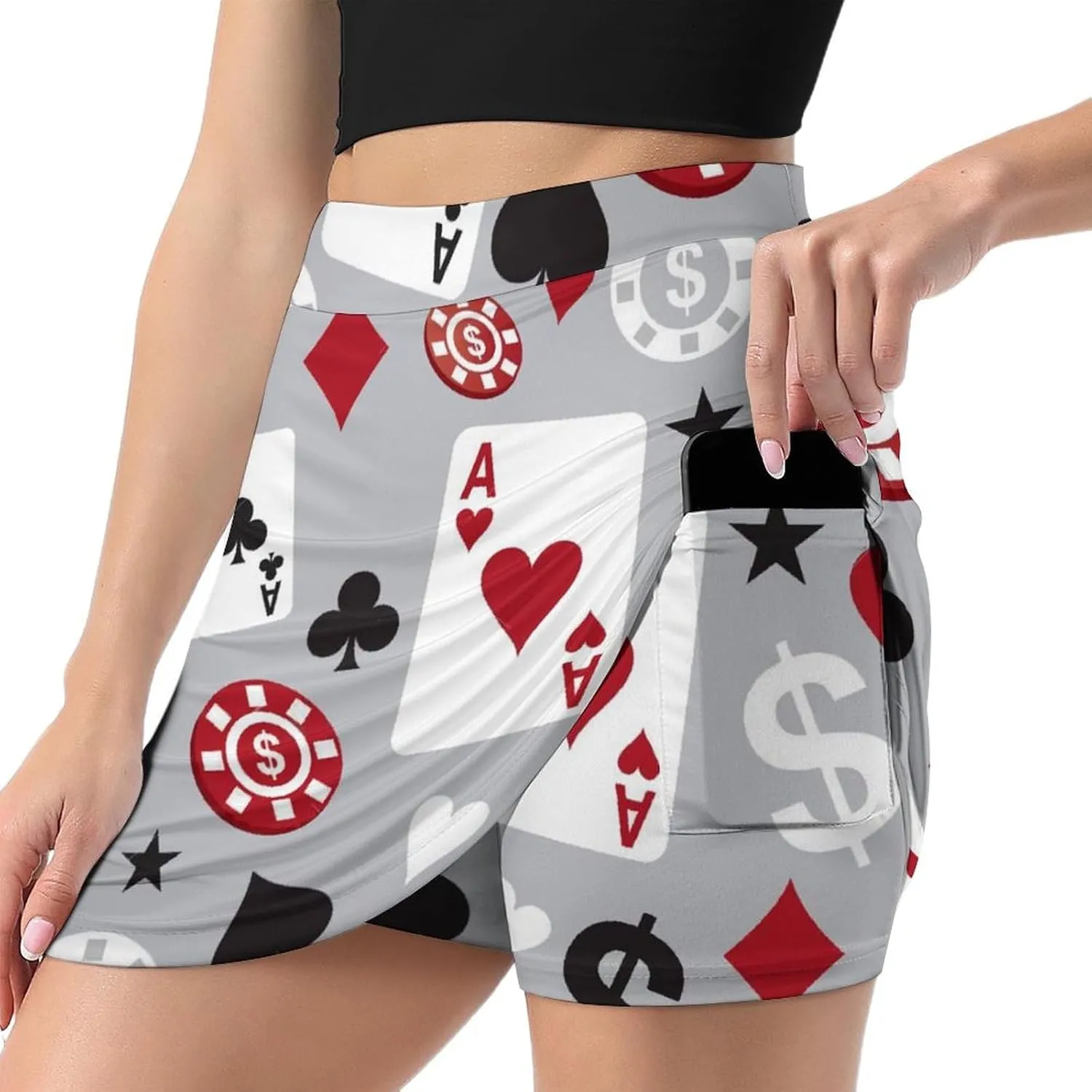 Women's High Waist A-line Short Trouser Skirt Casual Light Proof Trouser Skirt with Pocket S-3XL