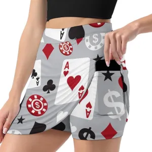 Women's High Waist A-line Short Trouser Skirt Casual Light Proof Trouser Skirt with Pocket S-3XL