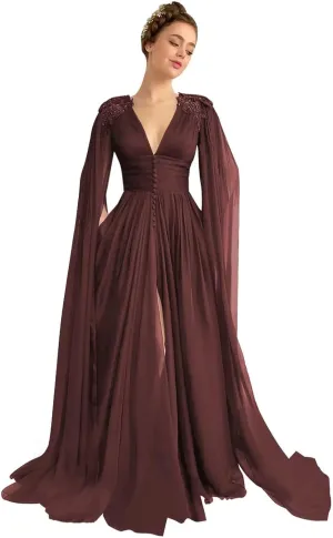 Women's Tulle Prom Dress 2024 Long Wedding Ball Gown Lace Applique Formal Evening Dresses with Slit Pockets