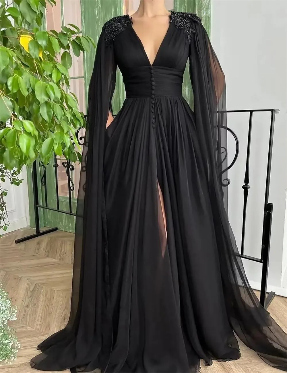 Women's Tulle Prom Dress 2024 Long Wedding Ball Gown Lace Applique Formal Evening Dresses with Slit Pockets