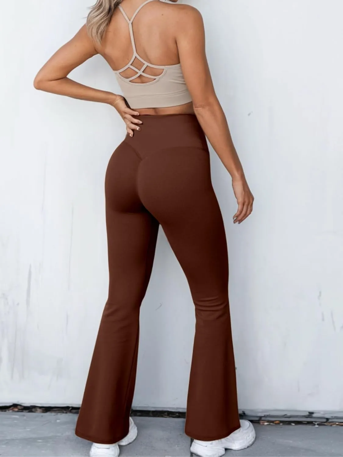 Womens Yoga Pants Women High Waist Waist Athletic Flare Yoga Leggings with Side Pockets Bell Bottom